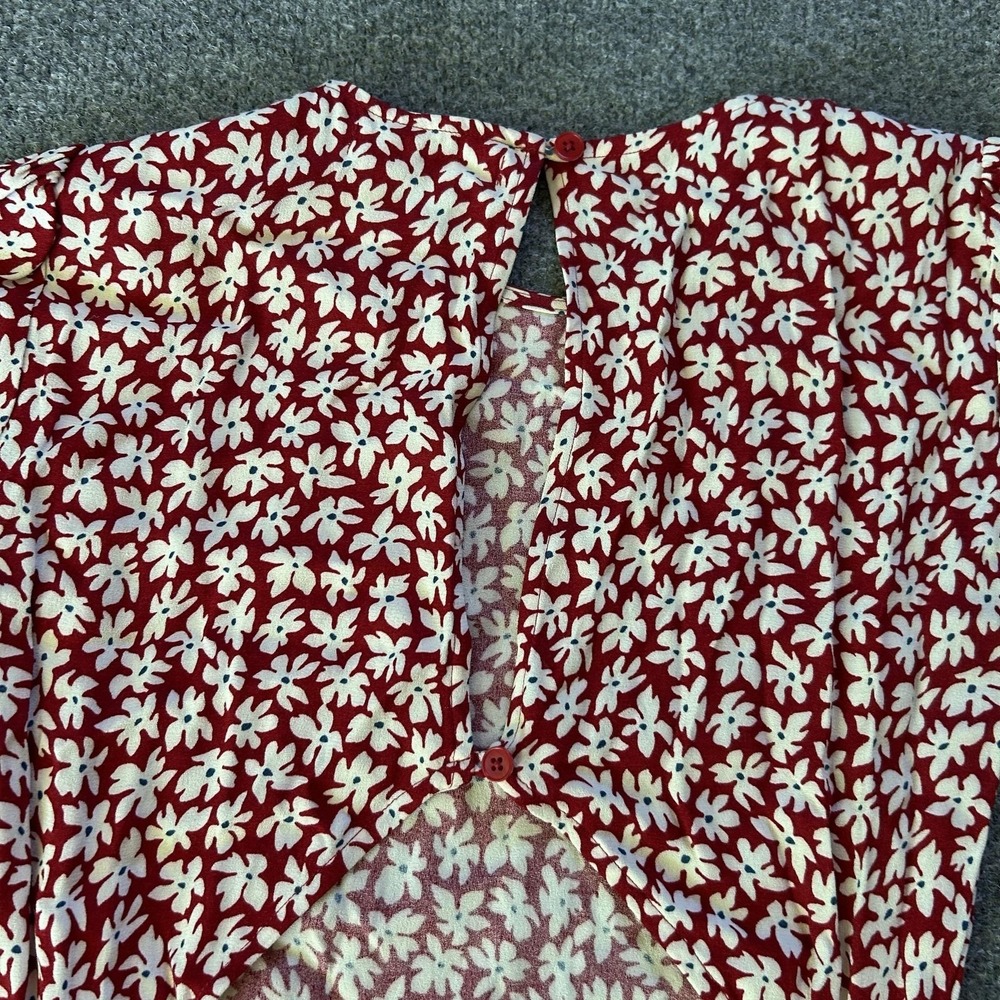 Reformation Dress Womens 2 Red Floral Cutout Maxi Fit Flare Short Sleeve Slit - Picture 5 of 16